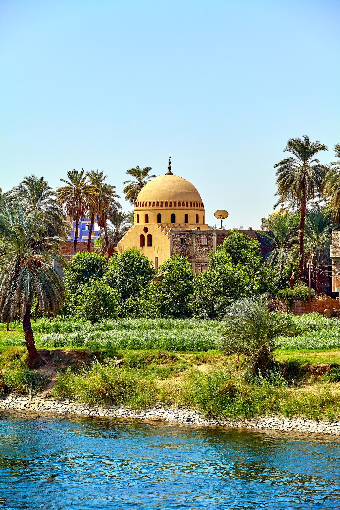 temple of the coastline of the Nile river Egypt